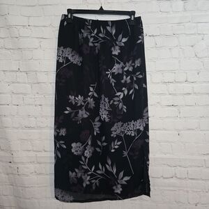 Y2k Fashion Bug Moody Dark Floral Maxi Column skirt S Whimsigoth Grunge Fairy